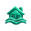 Faceted House Above Flood Waves